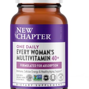 New Chapter Women’s Multivitamin 40+, extra B6 & B12, Biotin for Hair Growth, D3, Vit C, Zinc for Immune & Stress Support, Gentle on an Empty Stomach, One Daily, Non-GMO, Gluten-Free, 48 Tablets