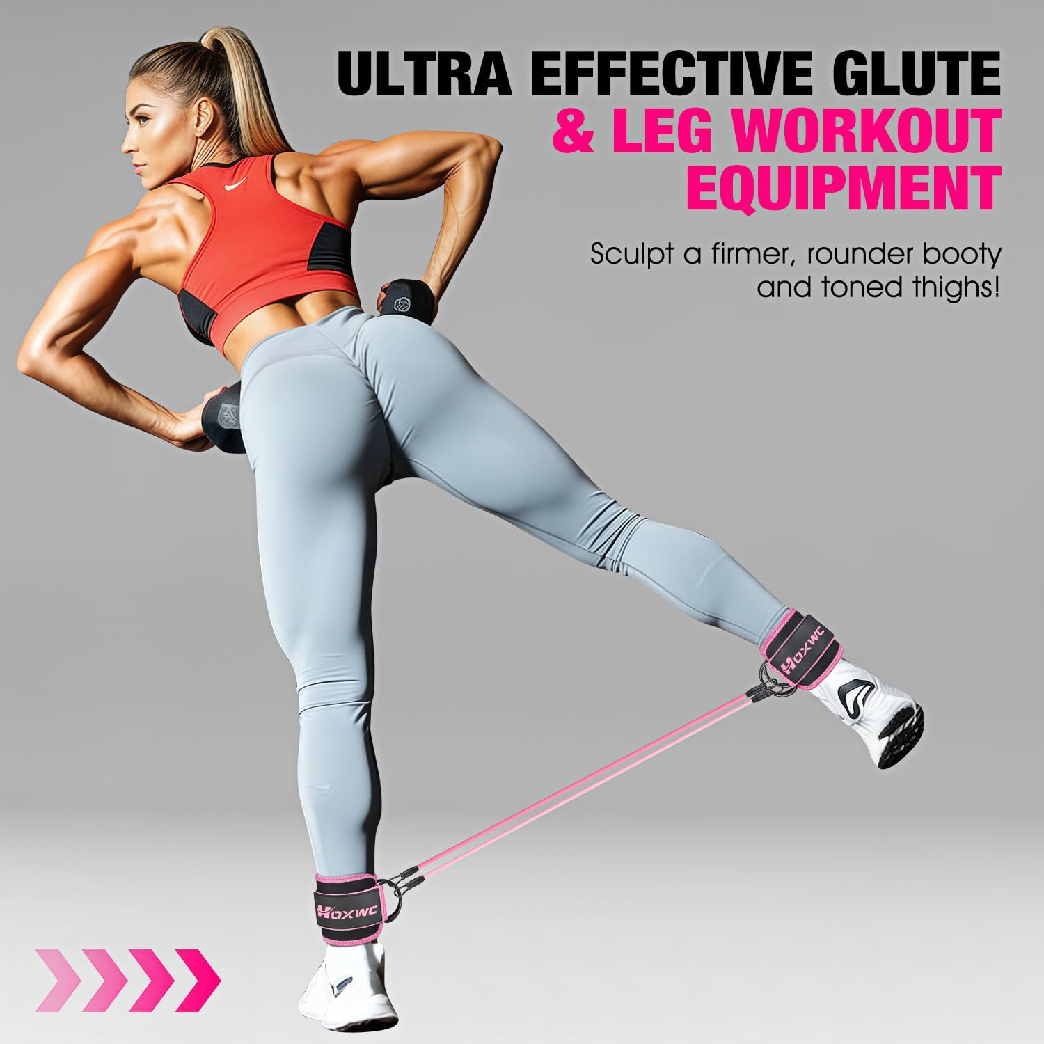 HOXWC Ankle Resistance Bands with Cuffs, Ankle Bands for Working Out, Ankle Resistance Band for Leg, Booty Workout Equipment for Kickbacks Hip Fitness Training, Exercise Bands for Butt Lift Women - Image 3