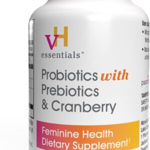 vH Essentials Probiotics for Women with Prebiotics, Cranberry & Vitamin C - 120 Capsules (60 Day Supply) -Probiotics Support Gut Balance, Health & Urinary Tract Health for Women