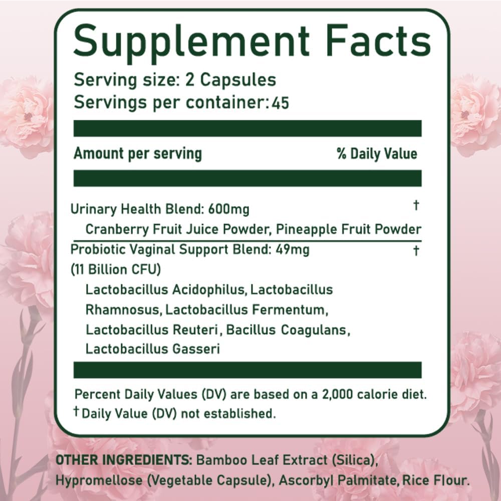 Feminine Balance & Hormone Support Capsules – Vaginal & Urinary Wellness, Healthy Flora, Hormone Health, Energy Vitality – LactoSpore, Cranberry, Pineapple & Primal Organ Blend, 90 Count - Image 6