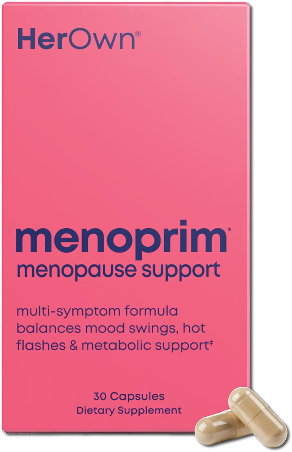 Her Own Menoprim, Menopause Support, Female Hormonal Balance Capsules for Night Sweats, Hot Flashes & Mood Swing Support, Bergamot Orange & Black Cohosh Root, 60 Capsules