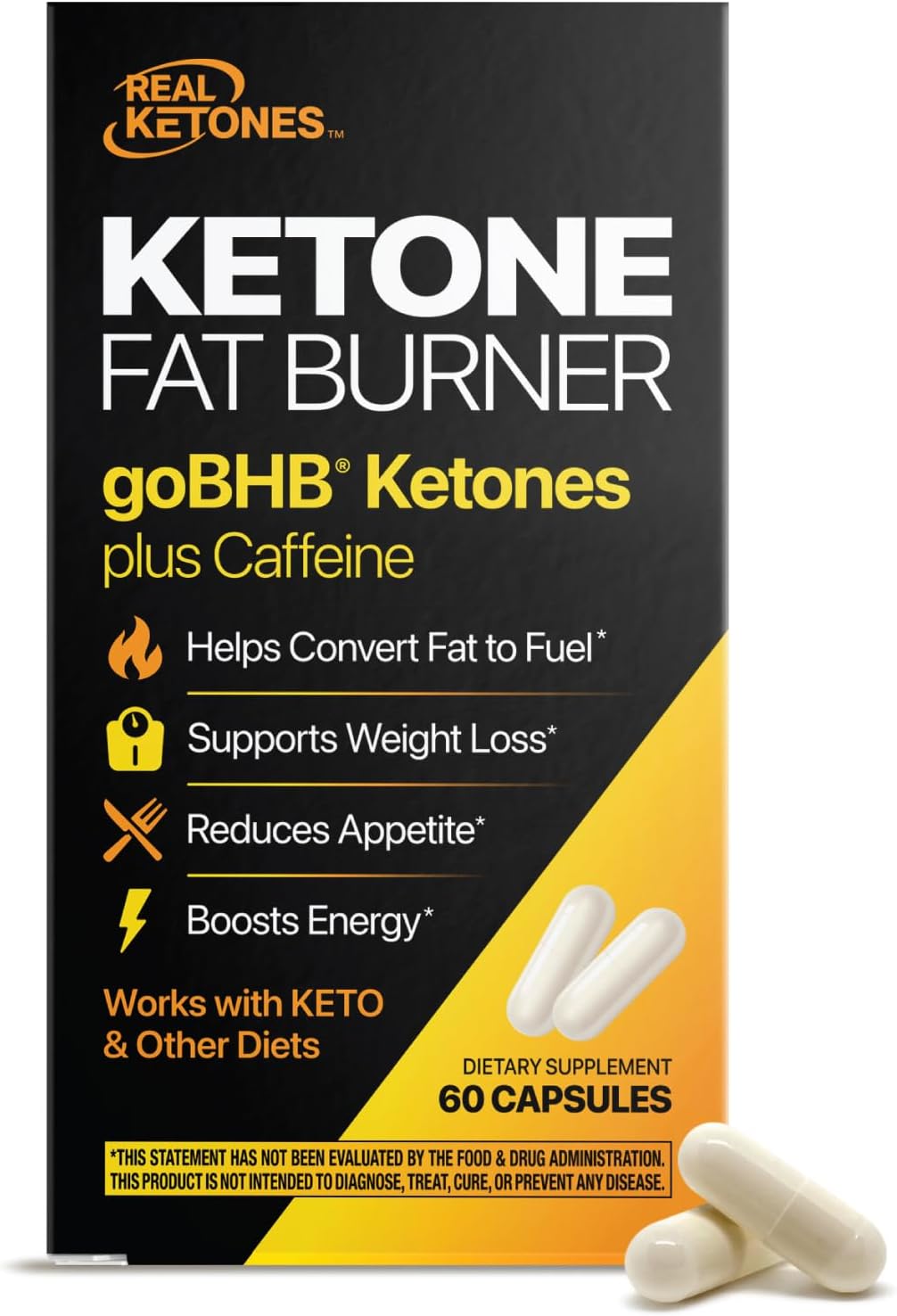 Belly Fat Burner for Men & Women - Clinically Validated goBHB Metabolism Booster and Appetite Suppressant for Weight Loss and Energy Support - 3rd Party Lab Tested Vegan & Non-GMO (60 Capsules)