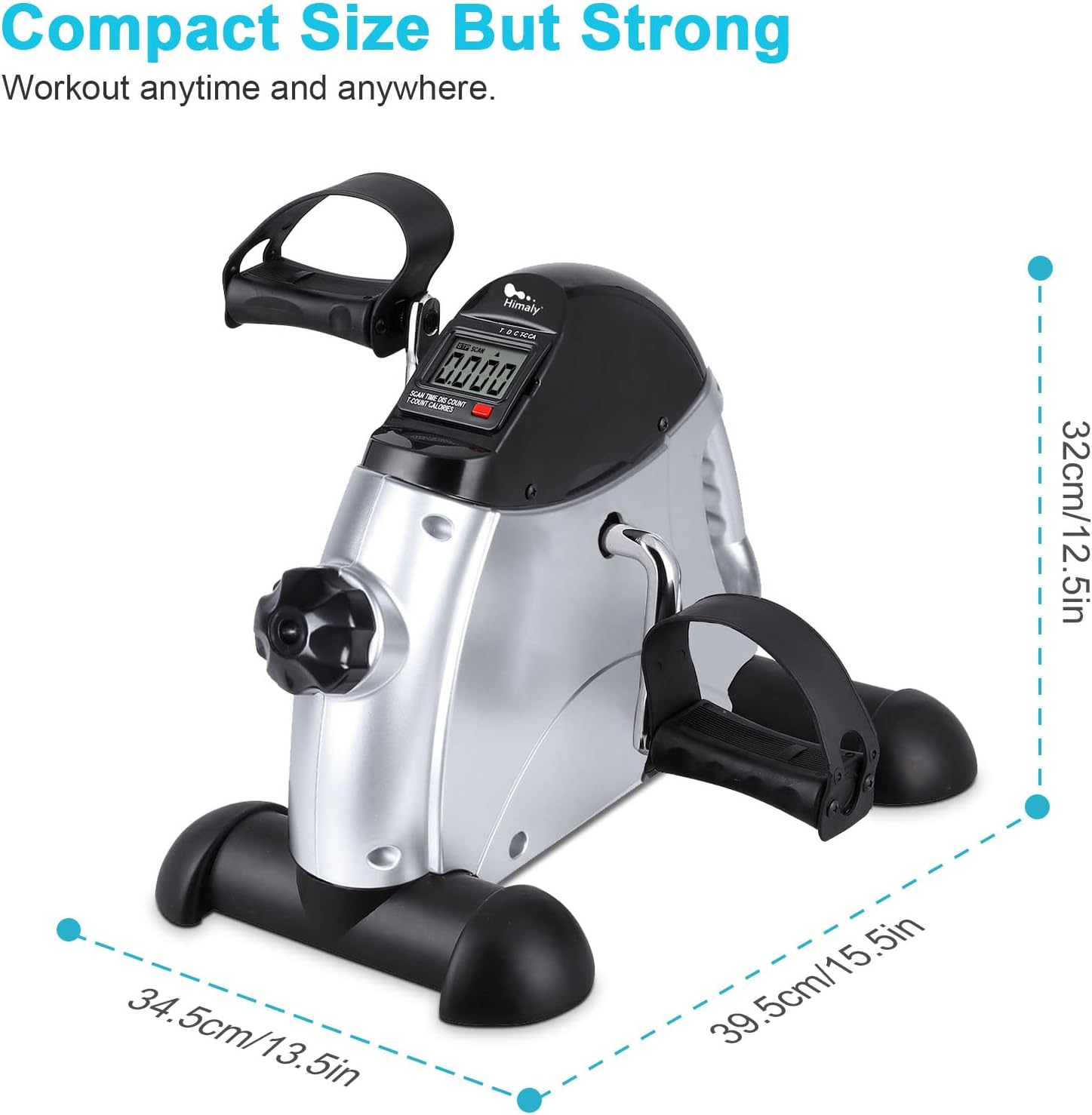 Mini Exercise Bike, himaly Under Desk Bike Pedal Exerciser Portable Foot Cycle Arm & Leg Peddler Machine with LCD Screen Displays - Image 7