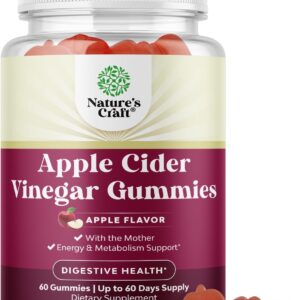 Apple Cider Vinegar Gummies with Mother - Cleanse & Detox ACV Gummies for Weight Loss, Gut Health, Bloating, Metabolism & Energy Support - ACV with Mother with B12 Vitamin, B6 & Pomegranate - 60 Ct