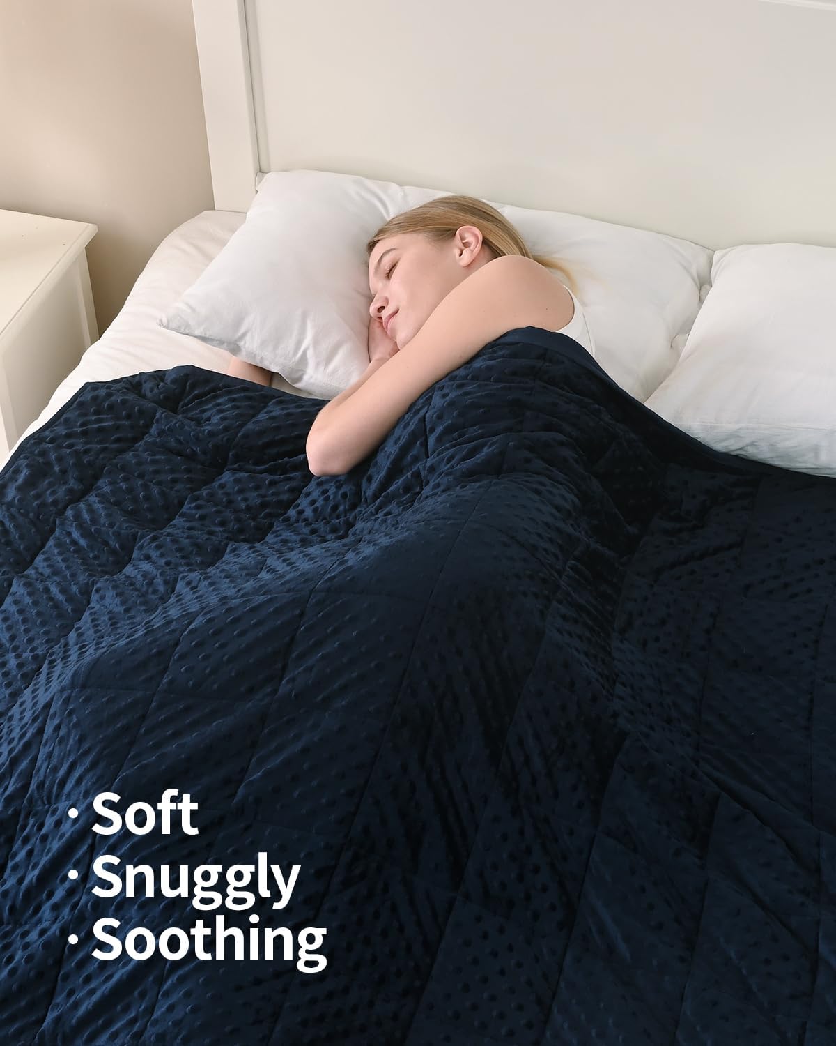 Mr. Sandman Weighted Blanket for Adults Queen, Minky Heavy Blanket for Woman, Man Sleeping/Calm, Soft and Cozy Weighted Throw Blankets, Machine Washable, 60 x 80in, 15 lbs, Navy Blue - Image 2