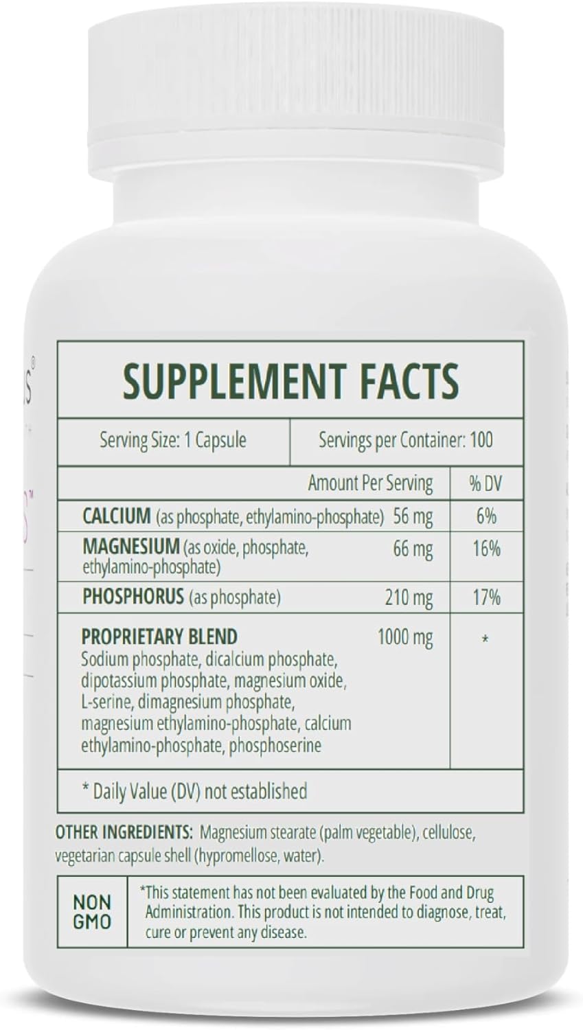 Seriphos - Phosphorylated Serine Adaptogen - Cortisol Supplement - Helps Cognitive Function, Gluten Free, Dairy Free, Soy Free - 100 Capsules - Image 3
