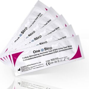 One Step Female Fertility Test Strips, 5 Test Pack, Peri Menopausal, Menopause Testing Kit, Home Urine FSH Test