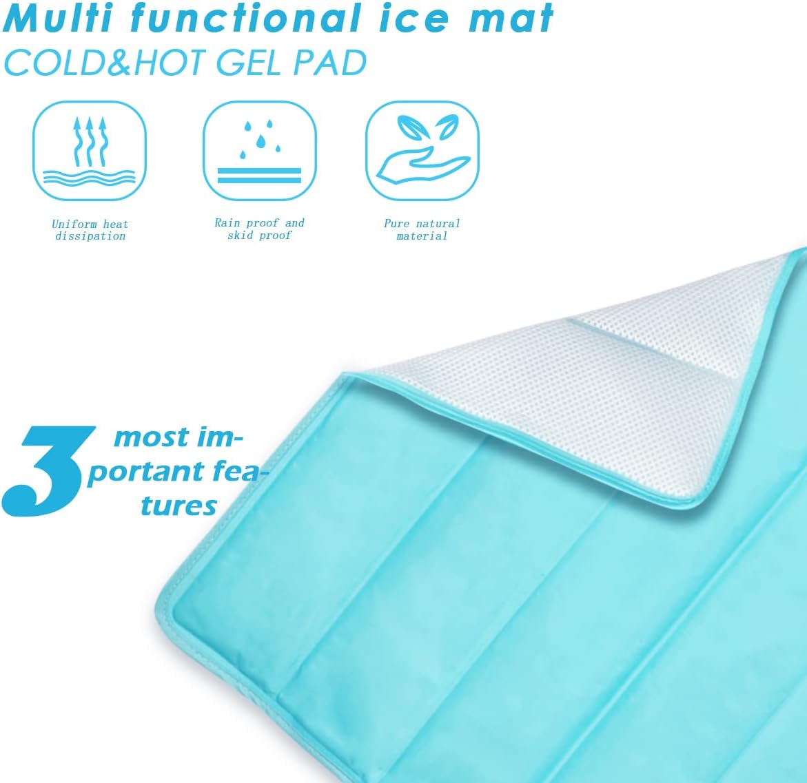 Ice Cooling Mat, Gel Cooling Cold Mat Pain Relief, Injuries Mesh Fabric Hot Cold Therapy Pack for Back, Shoulder, Knee, Belly Green 18in×18in (Green) - Image 2