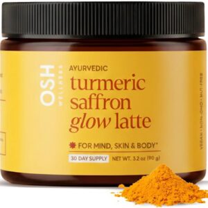 Turmeric Saffron Glow Latte | Calm Nights & Radiance Support* | Golden Milk with Kashmiri Saffron, Ginger, Turmeric & Acerola Vitamin C | Caffeine-Free Daily Ritual | Ayurvedic Drink Mix