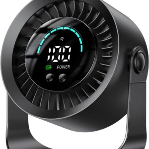 DIGIX Rechargeable USB Desk Fan for Bedroom, 100 Speeds, 360° Rotation, Wall Mounted Design Small Portable Table Fan with LED Display, Quiet Personal Desktop Cooling Fans for Home Office (Black)