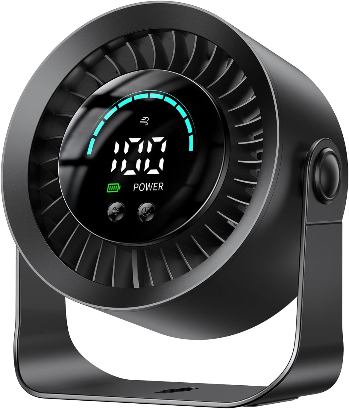 DIGIX Rechargeable USB Desk Fan for Bedroom, 100 Speeds, 360° Rotation, Wall Mounted Design Small Portable Table Fan with LED Display, Quiet Personal Desktop Cooling Fans for Home Office (Black)