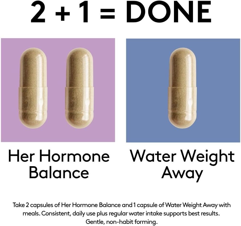 Youth & Tonic PMS & Menopause Bloating Relief Duo – Support for Puffiness, Hormonal Balance & Fluid Retention – Her Hormone Balance + Water Weight Away Natural Herbs for Women, 90 Capsules - Image 7