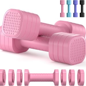 Zempox Adjustable Dumbbell Set, 4 in 1 Free Weight Dumbbell Set for Women, Hand Weight for Women at Home, Each 2lb 3lb 4lb 5lb with TPU Soft Rubber Handle for Home Gym Aquatic Fitness Equipment,Purple