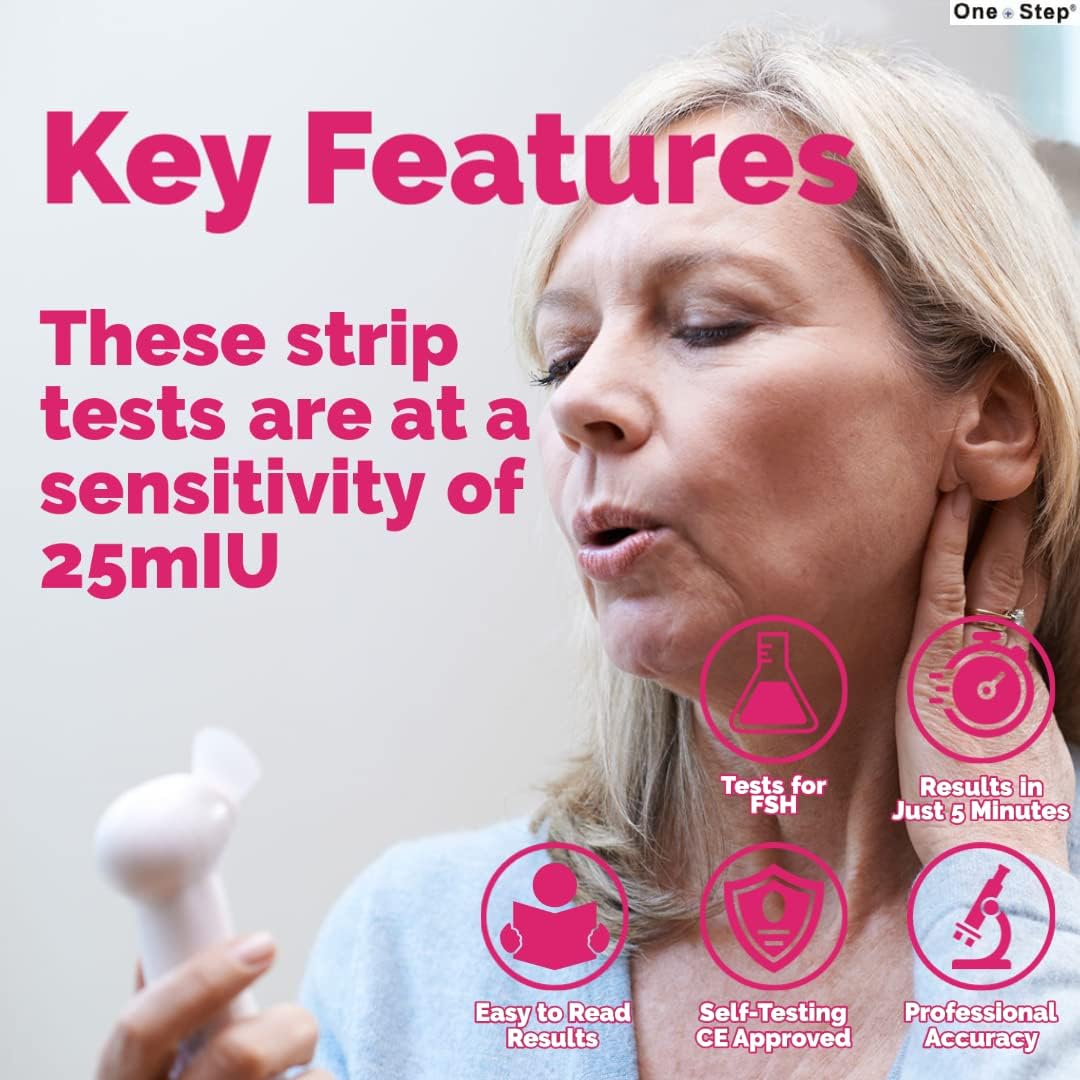 One Step Female Fertility Test Strips, 5 Test Pack, Peri Menopausal, Menopause Testing Kit, Home Urine FSH Test - Image 4