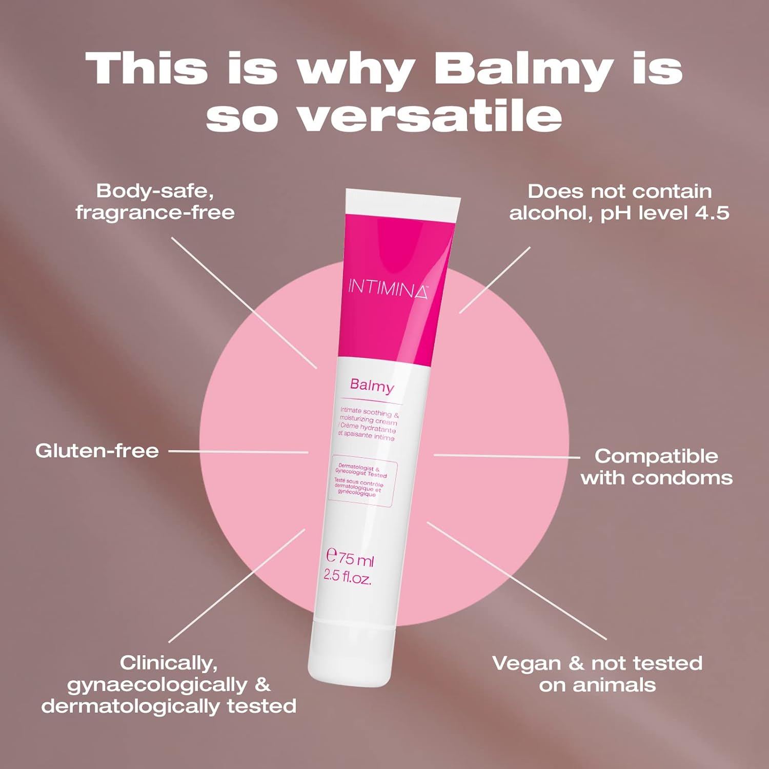 INTIMINA Balmy - Vaginal Moisturizer and Lubricant, Intimate Soothing and Moisturizing Cream, Moisturizer for Dry Skin, Body Cream Vulva Moisturizer - Image 3