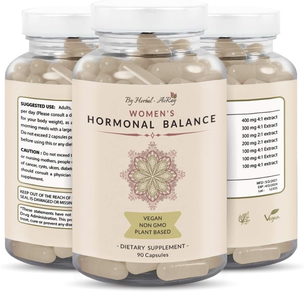 Hormone Balance for Women – Natural Female Energy & Mood Pills – Hot Flashes Menopause Relief Supplement with Vitex Chasteberry, Dong Quai, Maca Root Powder, Ginseng – 90 Veggie Capsules