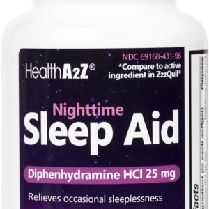 HealthA2Z Sleep Aid, Diphenhydramine HCl 25mg Softgels, Supports Deeper, Restful Sleeping, Non Habit-Forming (96 Softgels)