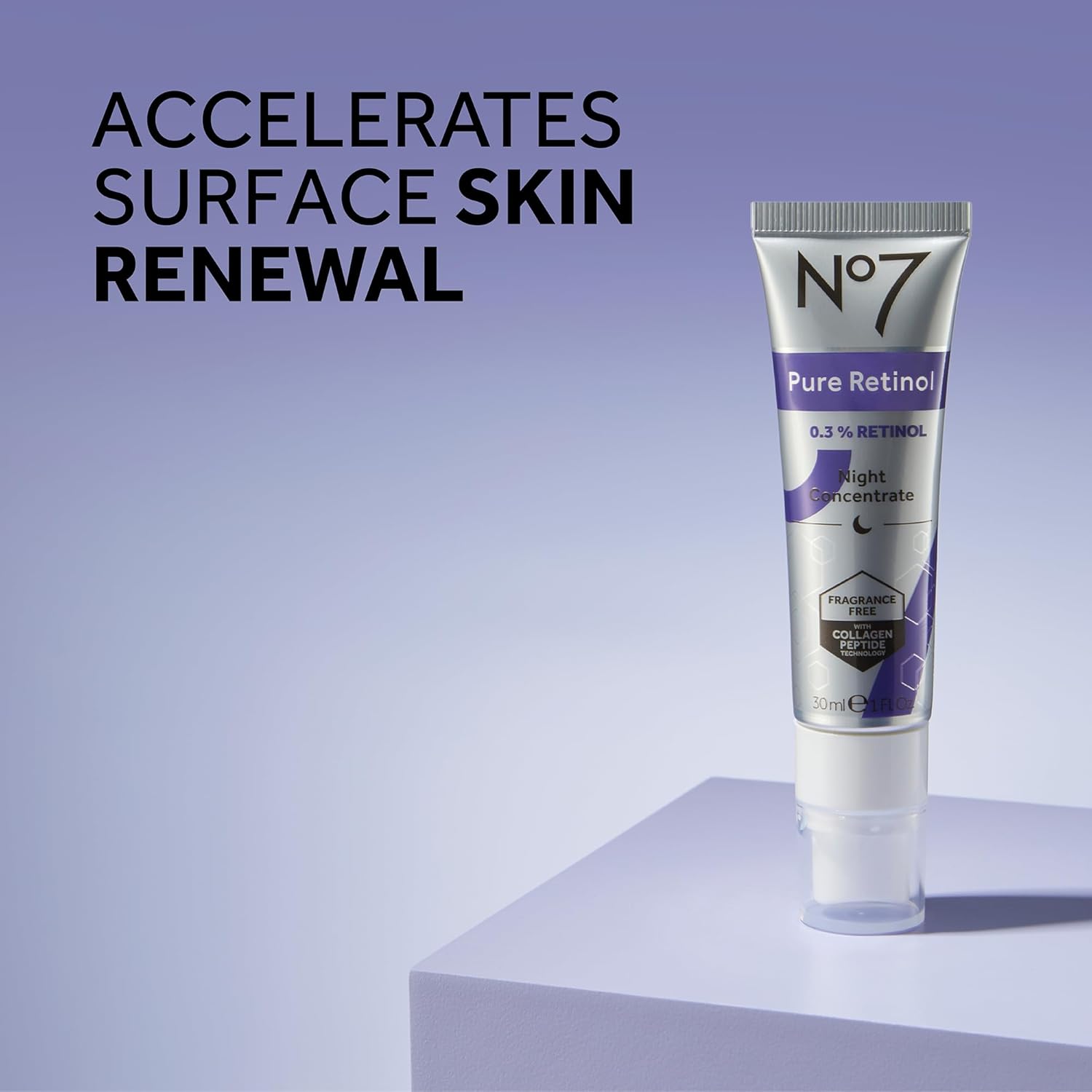 No7 Advanced Retinol 0.3% Night Concentrate - Slow Release Retinol Serum + Peptide Matrixyl 3000+ Boosted Overnight Anti-Aging Serum for Smoother, Softer Skin (1oz) - Image 2