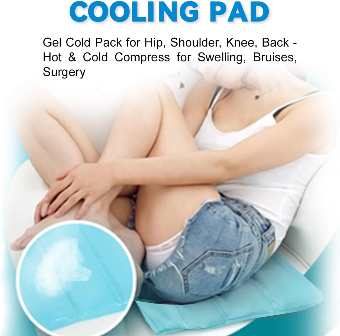 Ice Cooling Mat, Gel Cooling Cold Mat Pain Relief, Injuries Mesh Fabric Hot Cold Therapy Pack for Back, Shoulder, Knee, Belly Green 18in×18in (Green) - Image 7