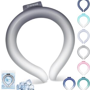 Neck Cooling Tube 70% Gel Increase Ice Ring Neck Cooler Wearable Body Cooling Products for Outdoor Indoor Activities Relief for Hot Flashes(Gradient Grey,L)