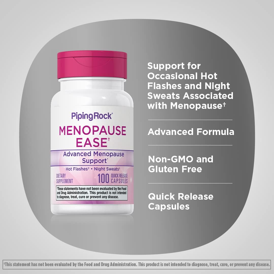 Piping Rock Menopause Ease Supplement | 100 Capsules | Advanced Support for Women | with Black Cohosh and Wild Yam | Non-GMO, Gluten Free - Image 4