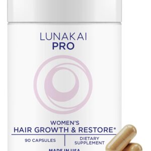 Lunakai USA Made Hair Growth Supplement for Women - Advanced 20 Nutrient with Marine Collagen, Saw Palmetto, Biotin & Keratin - Daily Hair Vitamins for Thicker Strands - 90 Capsules