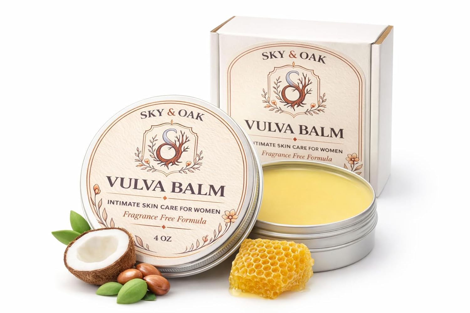 Vulva Balm for Women – Premium Intimate Skin Care, Fragrance Free Vaginal Moisturizer, Soothes Dryness, Itching & Irritation, 4 oz Full Size