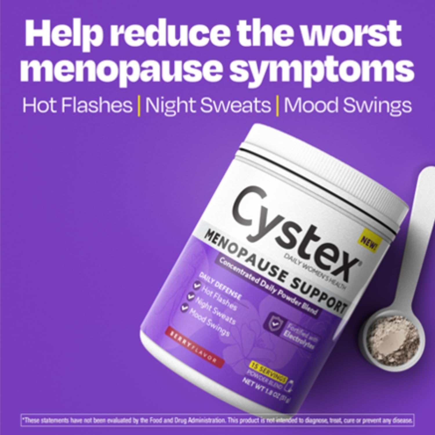 Cystex Menopause Support Powder - Daily Relief for Hot Flashes, Night Sweats, & Mood Swings - Clinically-Studied Ingredients - Electrolyte-Enhanced - Berry Flavor - 15 Servings - Image 8
