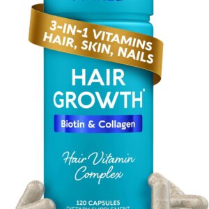 MAREE Hair Growth Vitamins - Faster Thicker Hair Growth Products - Biotin & Collagen Complex Hair Growth Supplements - Hair Vitamins for Hair Loss for Women & Men - Vitaminas Para El Cabello 120 Pills