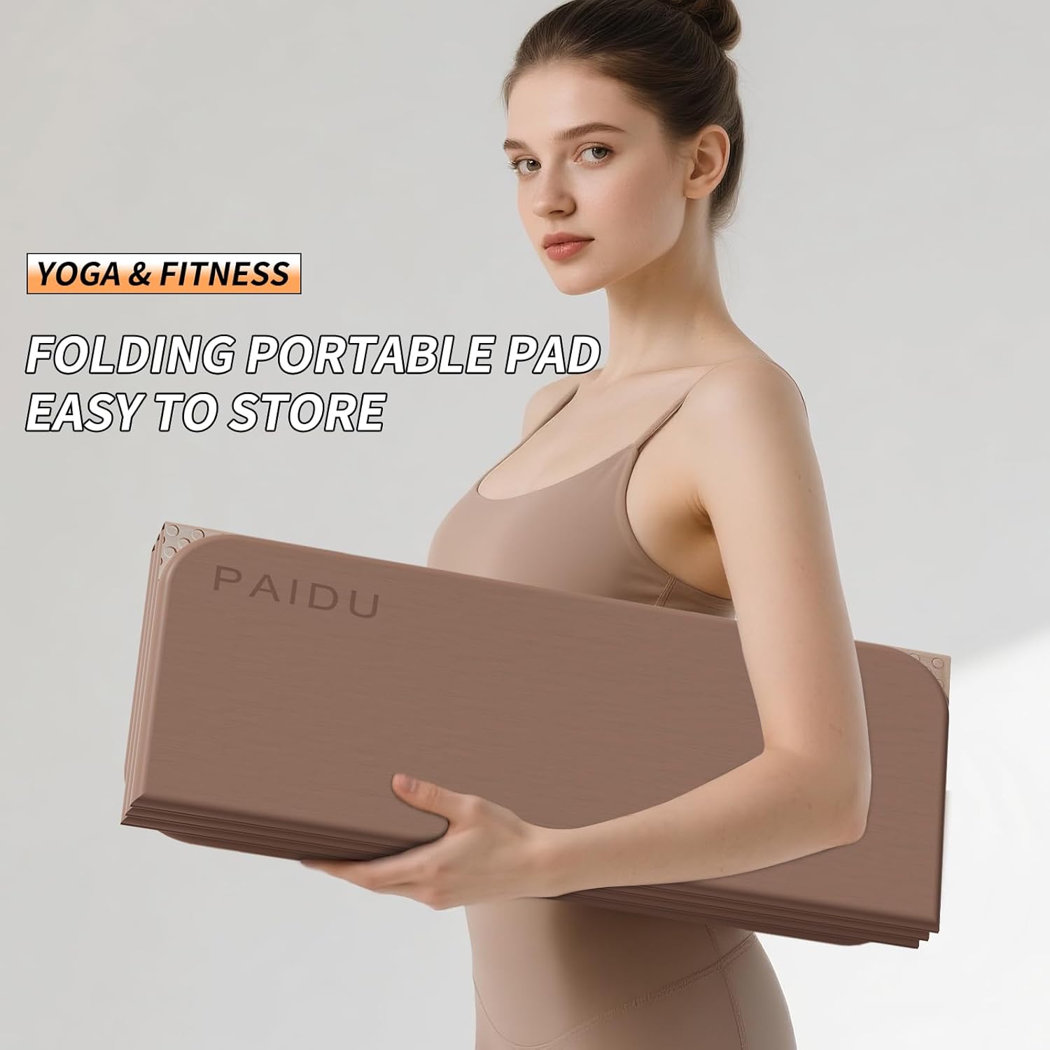 PAIDU Foldable Fitness Yoga Mat | 2/5" (10MM) Extra Thick | SGS Certified Non-Slip TPE | 75x26" Extra Long-Wide | Portable & Easy Store | for Yoga, Pilates, Home Gym & Full-Body Workouts - Image 3
