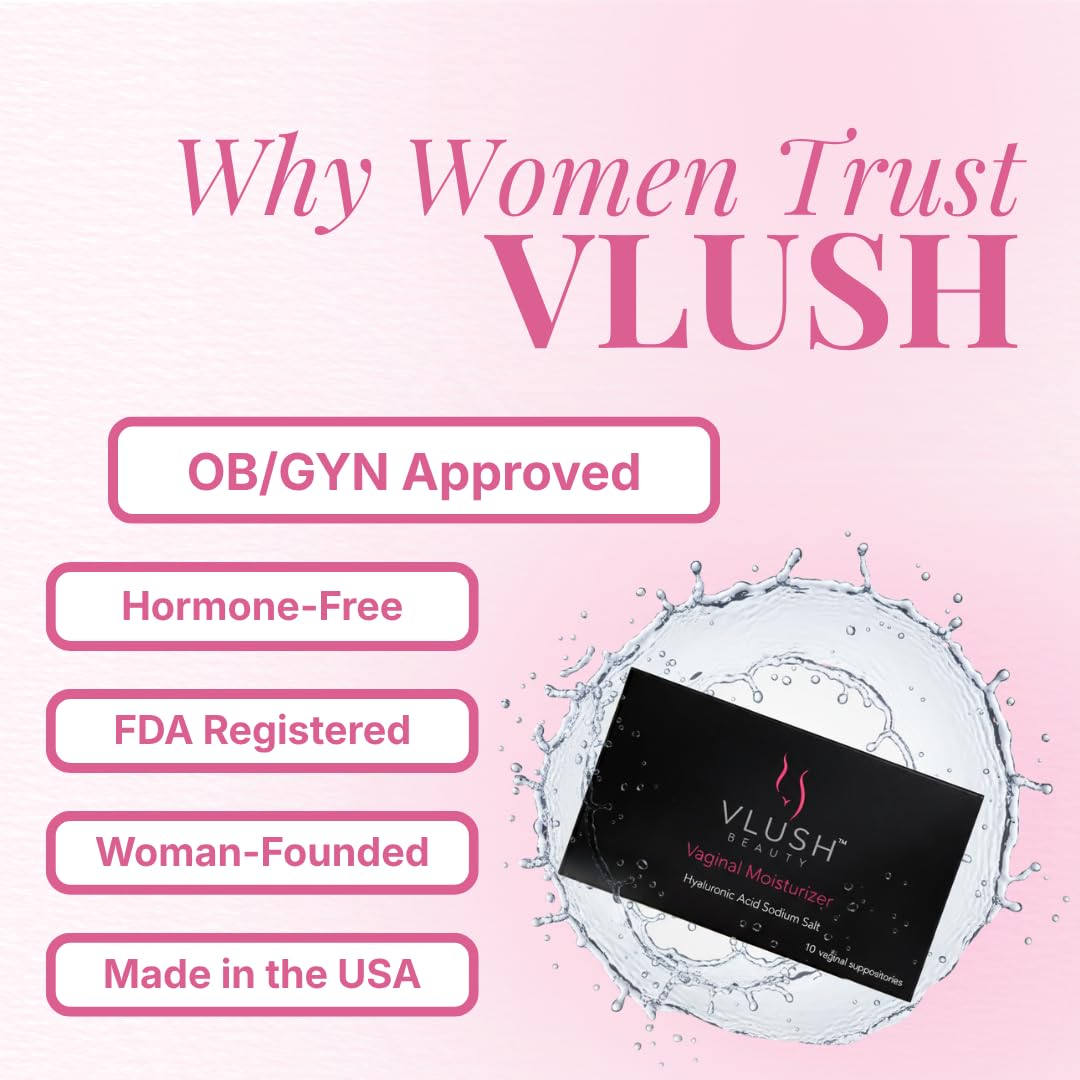 VLUSH Vaginal Moisturizer: Hormone-Free Hyaluronic Acid Suppositories for Dryness & Intimate Comfort – Clean Support for Menopause & Perimenopause (10pk) - Image 4