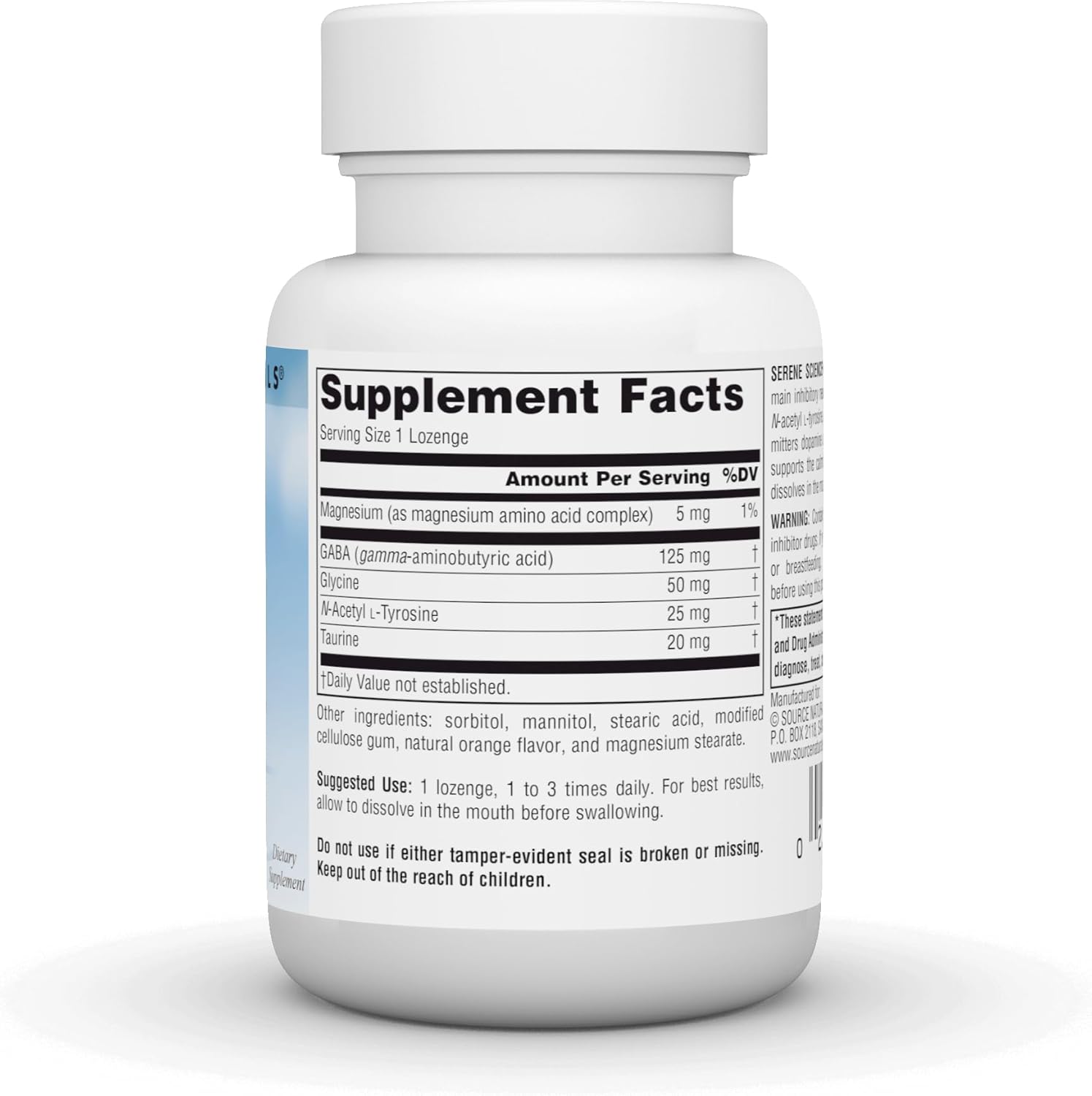Source Naturals Serene Science GABA, 125 mg, Orange Flavored* - 30 Lozenges - Image 2