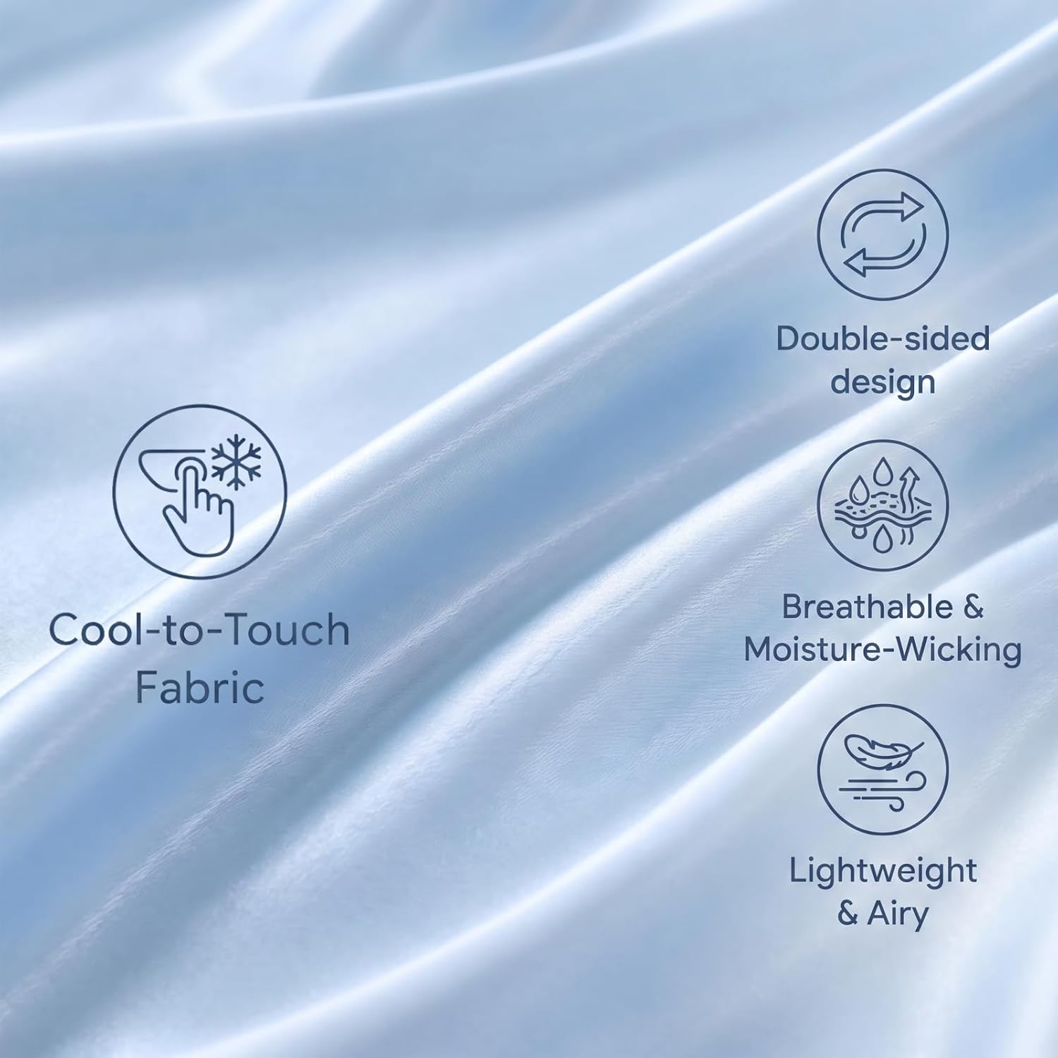 Cooling Comforter King Size 104"x90", Seersucker Reversible Lightweight Summer Comforter, Q-Max>0.4 Breathable Cooling Blanket for Hot Sleepers Night Sweats & Menopause, All Season Bedding, Blue - Image 4