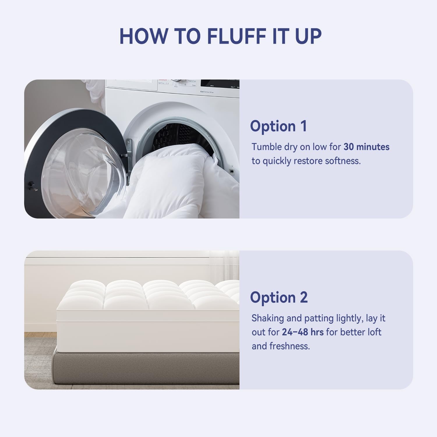 ELEMUSE Queen Mattress Topper for Back Pain, Extra Thick Mattress Pad Cover, Plush Soft Pillowtop with Elastic Deep Pocket, Overfilled Down Alternative Filling - Image 6