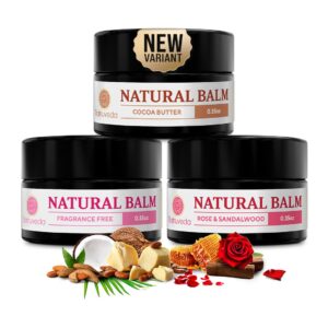 Natruveda Vulva Balm Discovery Pack – Fragrance-Free,Cocoa & Rose Sandalwood | Feminine Moisturizer for Dryness, Itching, Chafing & Odor | Natural Intimate Skincare – 0.35 oz Jars (3-Pack)