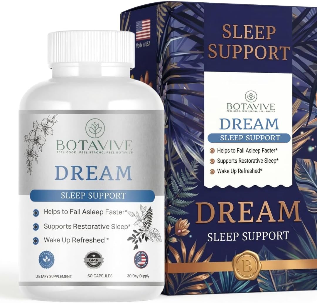 Sleep Aid for Women – Natural Menopause Sleep Support with Melatonin, Magnesium, Valerian & Chamomile – Non-Habit Forming – 60 Capsules – Botavive Dream