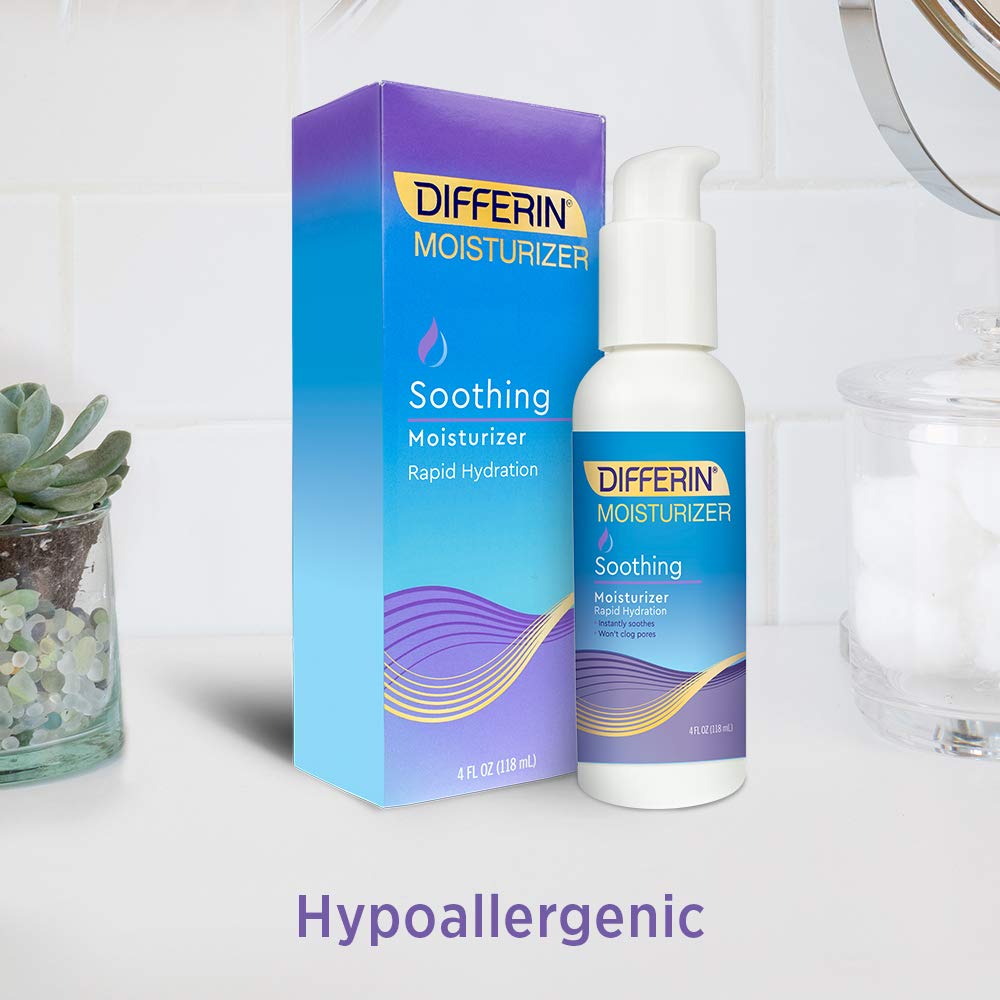 Differin Face Moisturizer by the makers of Differin Gel, Soothing Lotion for Face and Body, Gentle Skin Care for Acne Prone Sensitive Skin, 4 oz (Packaging May Vary) - Image 2