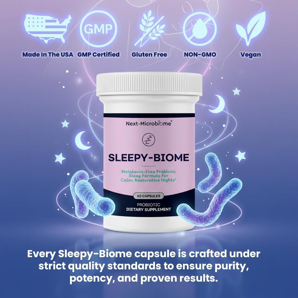 Sleep Supplement Without Melatonin – Sleepy-Biome Natural Sleep Aid for Calm, Restful Nights | Probiotic Gut-Brain Formula with GABA, L-Theanine, 5-HTP, Valerian & Ashwagandha (60 Capsules) - Image 7