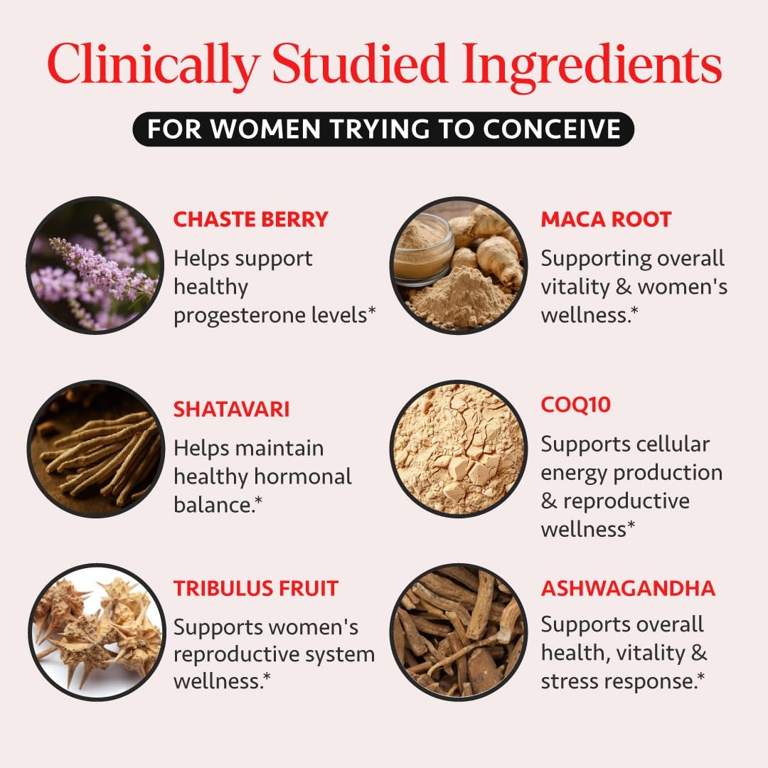 Freshly Moms Ayurvedic Fertility Supplements for Women | Ovulation, Hormonal Balance & Cycle Support | Maca Root, Vitex, & Vitamins | Vegan | 90 Capsules - OSH Wellness - Image 4