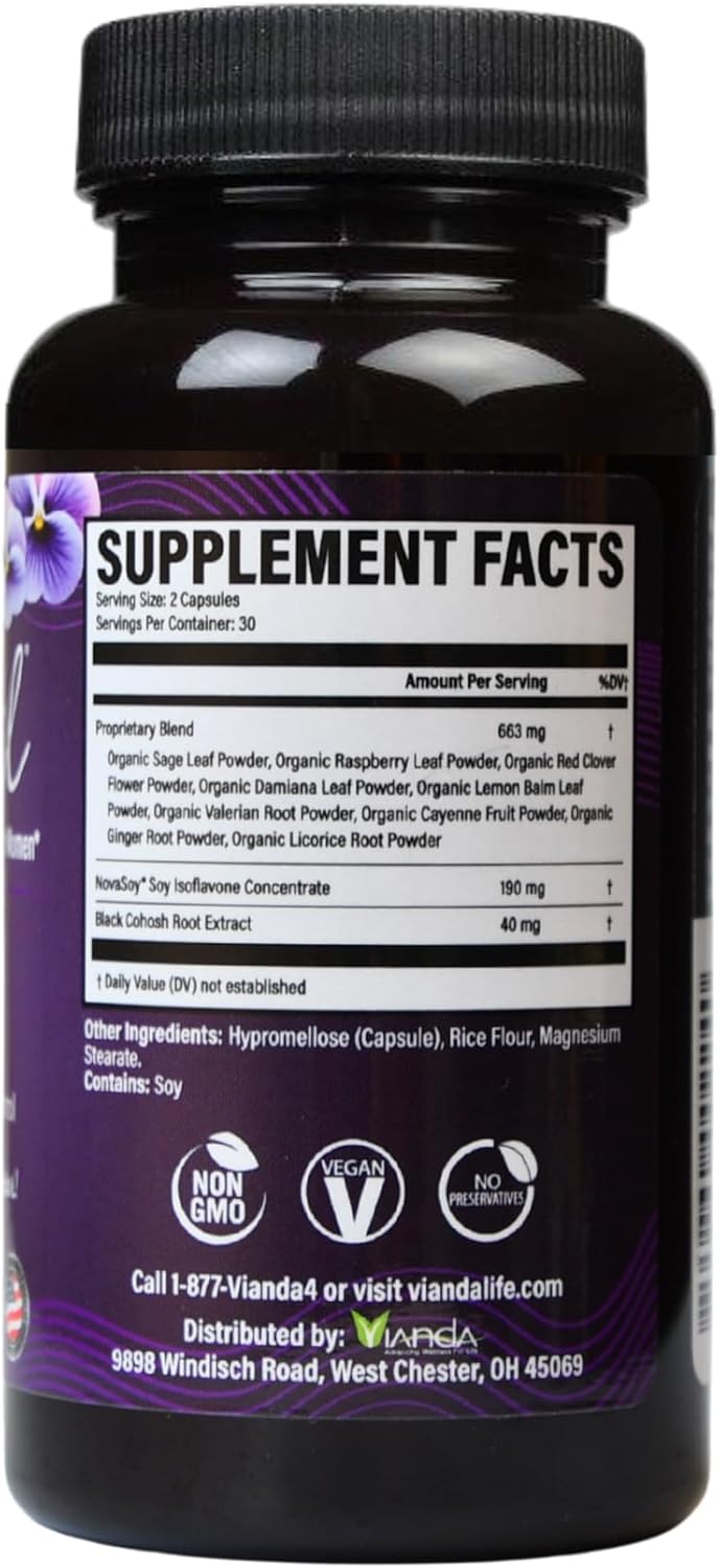 Hormone Balance & Menopause | Relief from Mood Swings, Hot Flashes, Night Sweats & Irritability - Isoflavones, Black Cohosh, Raspberry, Valerian, Sage, Red Clover, Lemon Balm - 60 Count (6) - Image 9