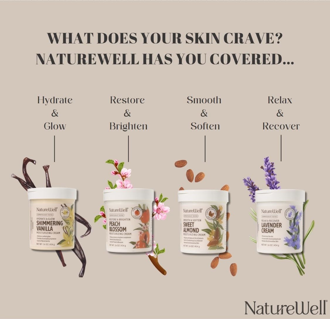 NATURE WELL Peach Blossom Restore & Brighten Moisturizing Cream For Face & Body, Infused With Peach Extract, Niacinamide, & Hyaluronic Acid, Promotes A Brighter Complexion, 16 Oz. - Image 7