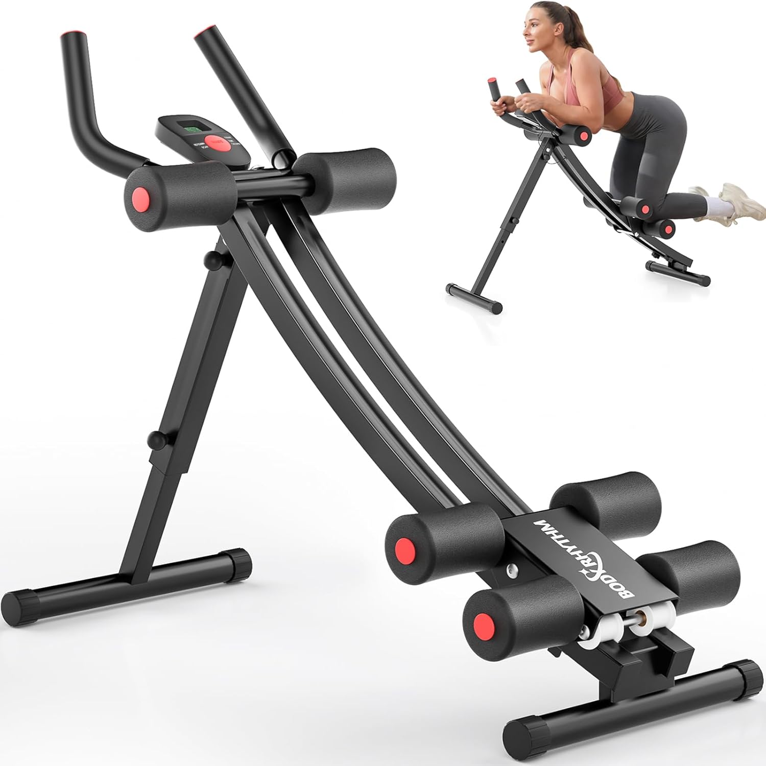 BODY RHYTHM Dual-Track Ab Machine with 4 Adjustable Heights, Foldable Core & Abdominal Exercise Machine, Total AB Workout Equipment for Home Gym, Ab Women Exercise Fitnes Trainer.