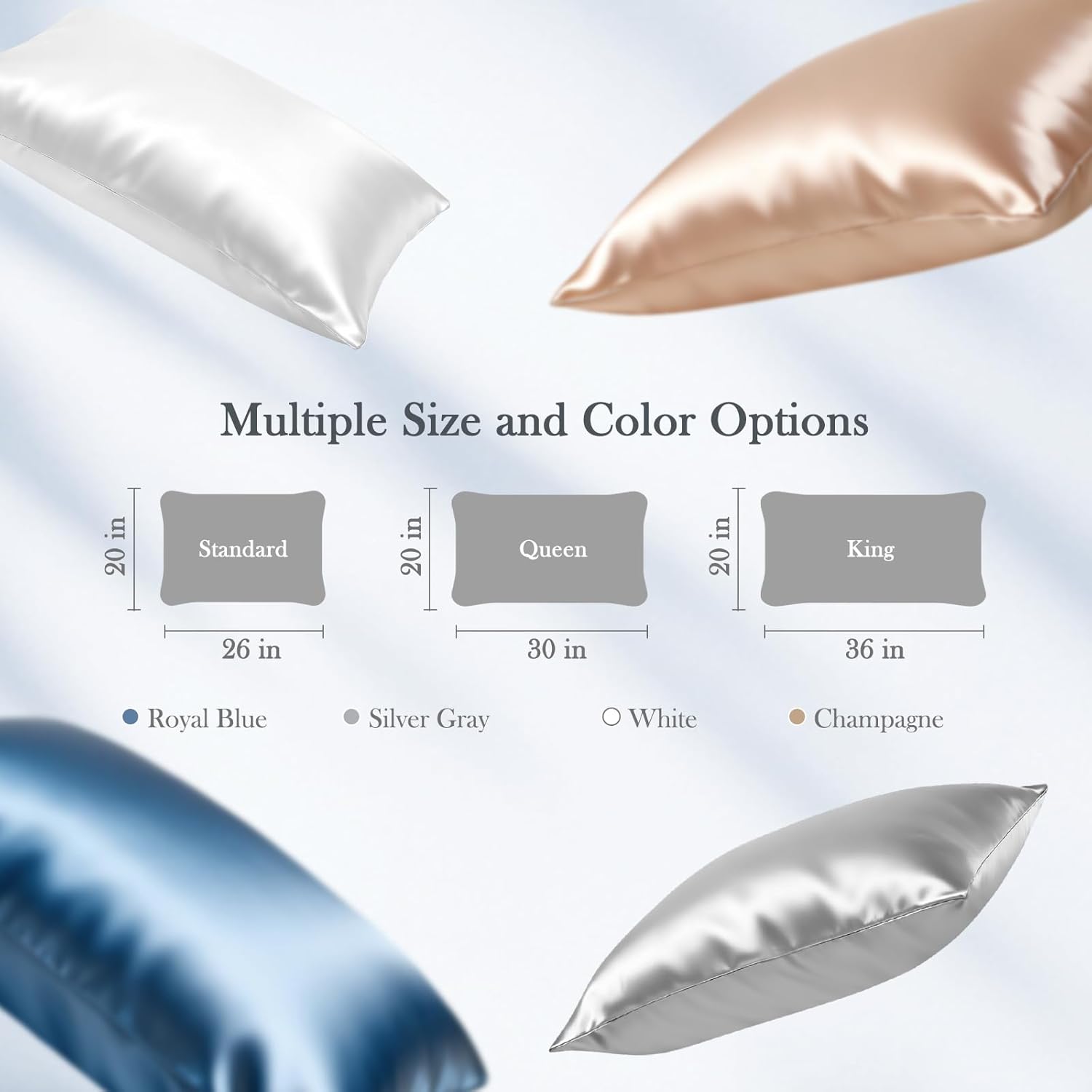 Avolare Cooling Pillow Cases, Arc-Chill 3.0 Cooling Pillowcases for Hot Sleepers, Zipper Satin Pillow Case Standard Size Set of 2, Silky Pillowcases Machine Washable, Grey, 20"x26" - Image 8