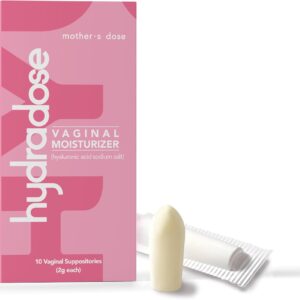 Mother's Dose Hyaluronic Acid Suppository HydraDose- Hormone Free Moisturizer for Vaginal Dryness-USA Made in an FDA Registered Facility, 1 Month Supply- 10 Inserts