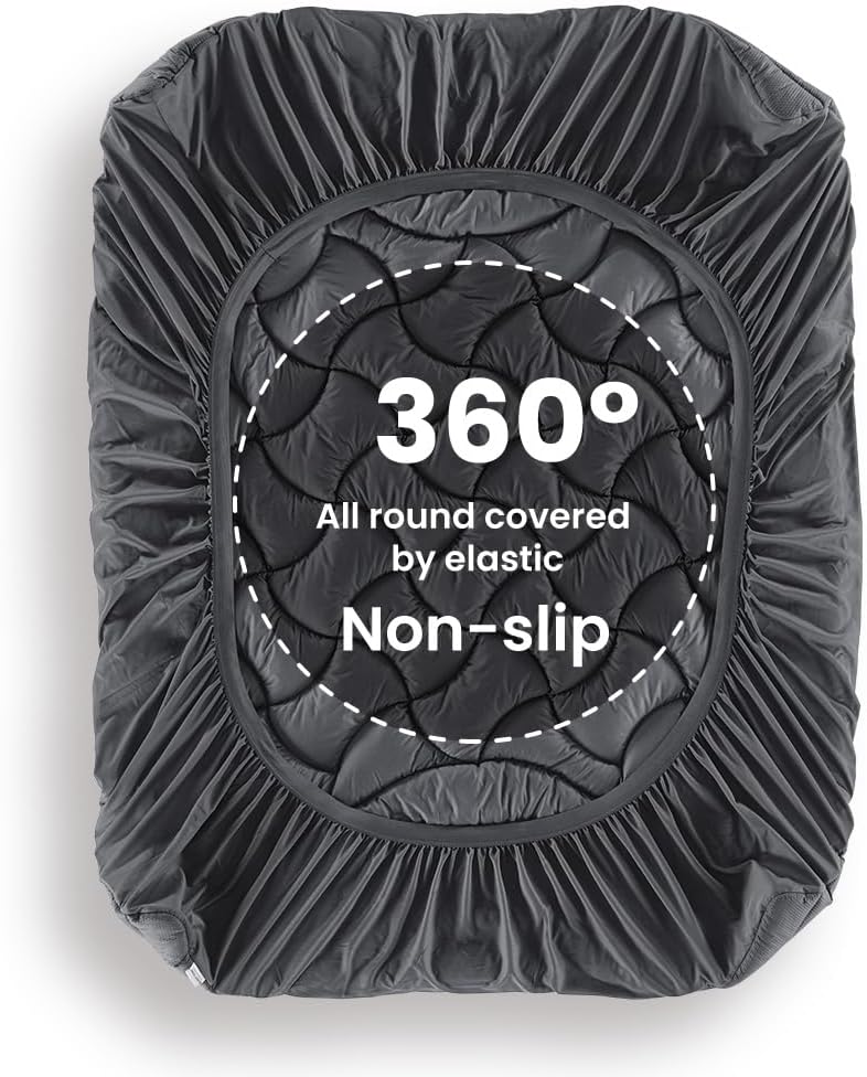 SLEEP ZONE King Mattress Topper, Cooling Mattress Cover for hot Sleepers, Premium Zoned Cool Mattress Protector Breathable and Washable, Deep Pocket (Grey, King) - Image 7