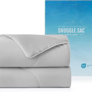 Snuggle Sac Natural Viscose Cooling Comforter Queen Size, Lightweight Breathable Silky Cooling Bedding with Q-Max>0.45 for Bedroom, Home Decor, Hot Sleepers & Night Sweats, Cool Gray 90"x90"