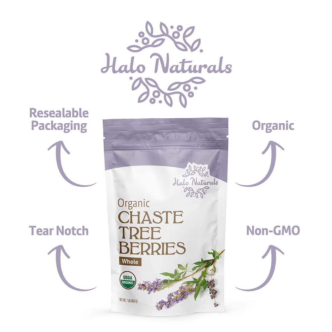 Halo Naturals Organic Chaste Tree Berries Whole Cut & Sifted, 1 Pound (Vitex agnus castus) USDA Certified | Resealable Pouch| Packaged in The USA - Image 6