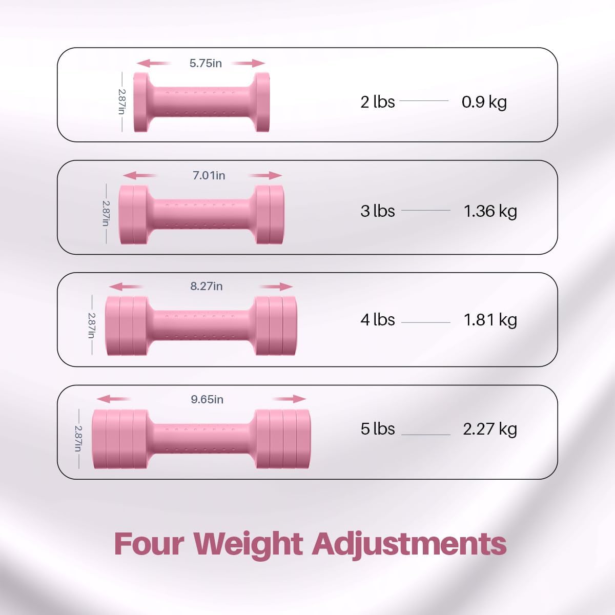 Zempox Adjustable Dumbbell Set, 4 in 1 Free Weight Dumbbell Set for Women, Hand Weight for Women at Home, Each 2lb 3lb 4lb 5lb with TPU Soft Rubber Handle for Home Gym Aquatic Fitness Equipment,Purple - Image 3