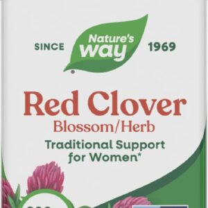 Nature's Way Red Clover Blossom Herb, Traditional Health Support for Women*, 800 mg per 2-Capsule Serving, Non-GMO Project Verified, Red Clover Supplement, 100 Vegan Capsules (Packaging May Vary)
