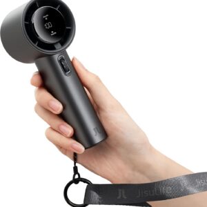 JISULIFE Handheld Fan Pro Series - High Speed Airflow: 1-100 Speed Scroll Wheel, Metal Body, Digital Display, 1.5H Fast Charge, 5000mAh-Portable Fan for Travel Outdoor, Gifts for Women Men(Grey)